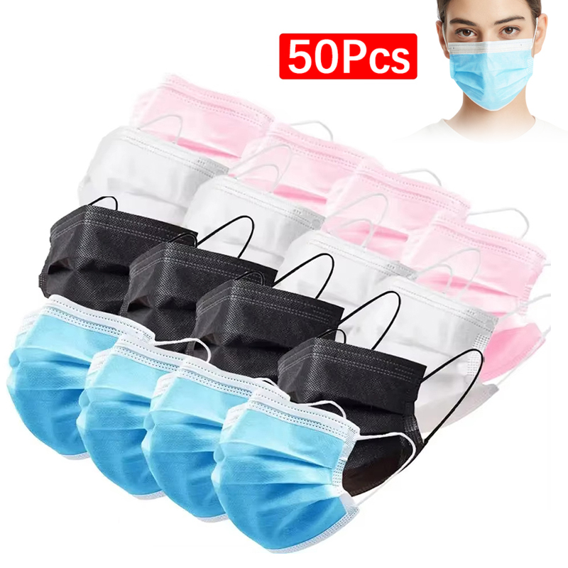 50 шт. 3-слойная маска, маски  – обзор и цена Disposable Mask Blue